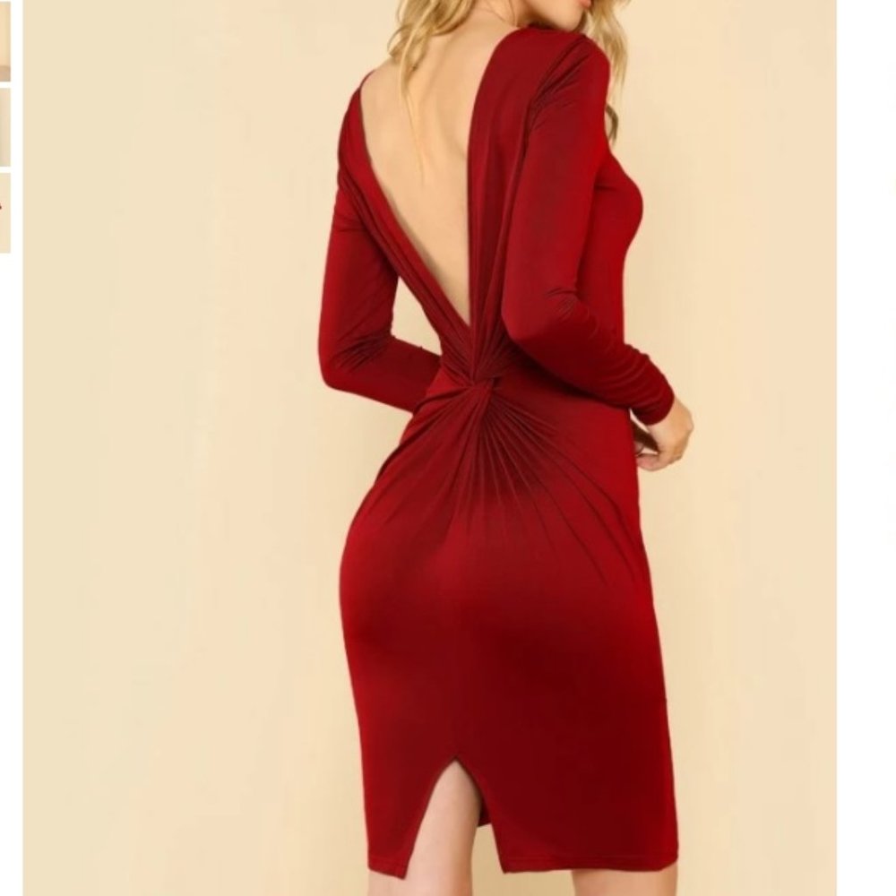 Twist V Back Sit Dress
